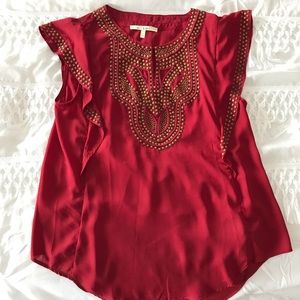 Francesca’s Embellished Flowy Top with Cap Sleeve
